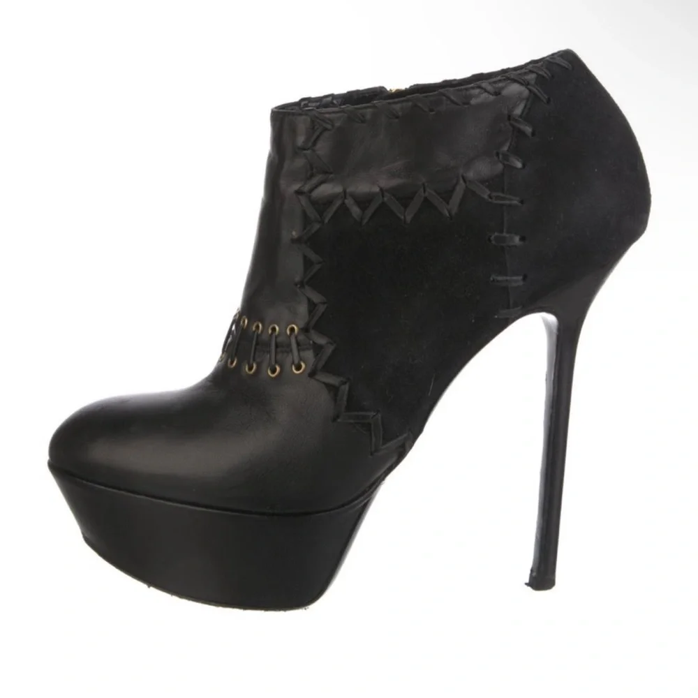 SERGIO ROSSI Booties Stitch Zip High Heel Ankle Boot Suede